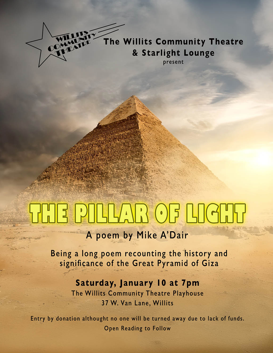 The Pillar of Light, a poem by Mike A'Dair